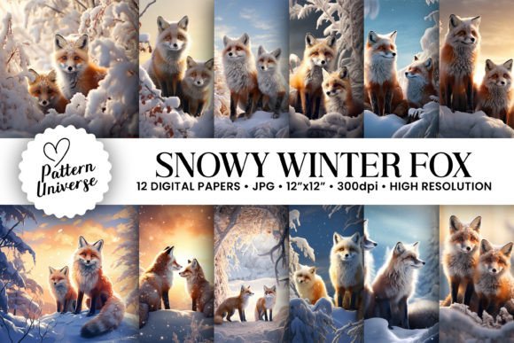 12 Snowy Winter Fox Backgrounds for Festive Projects