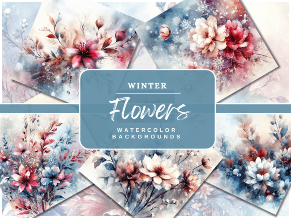 30 Winter Watercolor Flower Backgrounds for Your Projects