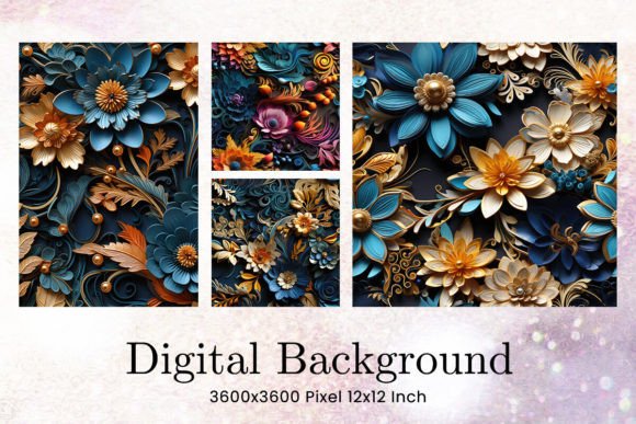 3D Flower Quilling Paper Art Backgrounds for Designers