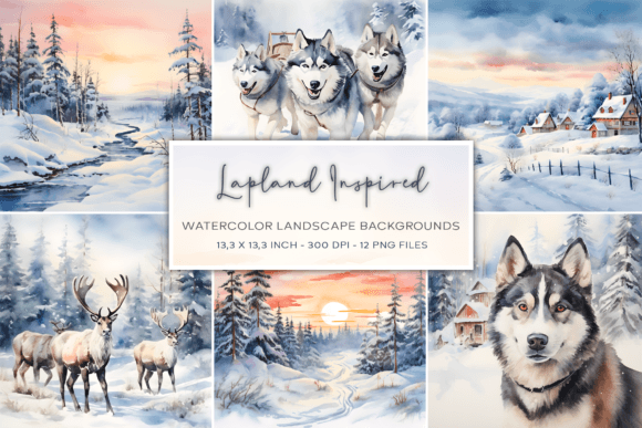 Bring the Arctic to Your Canvas with Lapland Watercolor Backgrounds