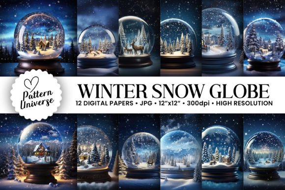 Enchanting Snowy Winter Globe Backgrounds for Crafters