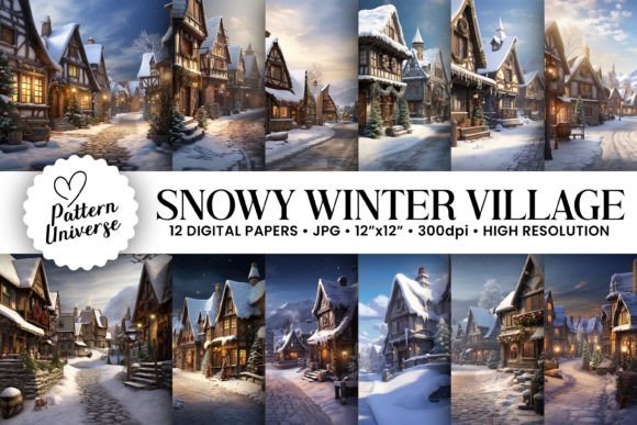 Enchanting Snowy Winter Village Backgrounds for Your Projects