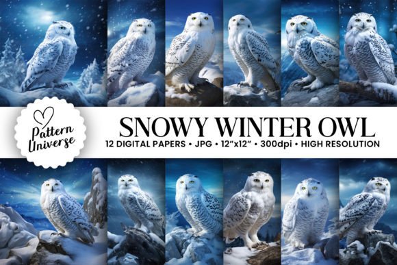 Enchanting Winter Snowy Owl Backgrounds for Creative Projects
