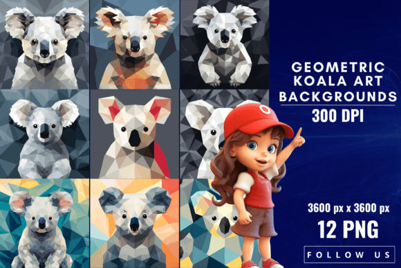 Geometric Koala Art Backgrounds: Where Playful Nature Meets Digital Precision