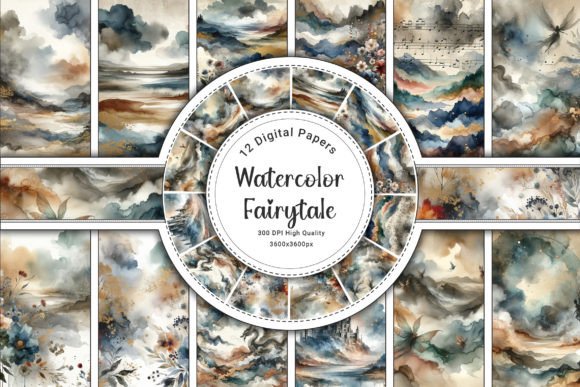 Gold Watercolor Fantasy Backgrounds: A Designer's Dream