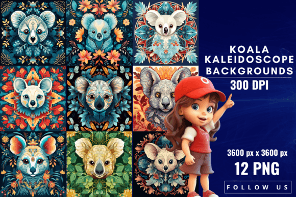 Koala Kaleidoscope Backgrounds: Where Charm Meets Geometry