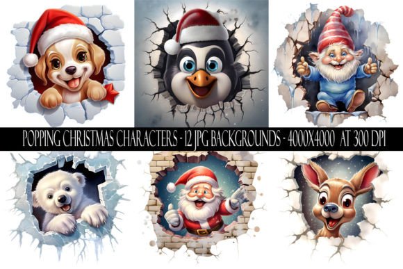Popping Christmas Characters Backgrounds for Festive Design