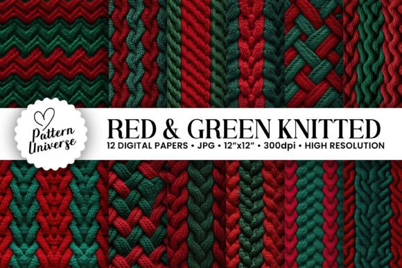 Warm Up Your Designs with Red & Green Knitted Backgrounds