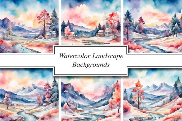 Watercolor Landscape Backgrounds: Versatile Design Assets